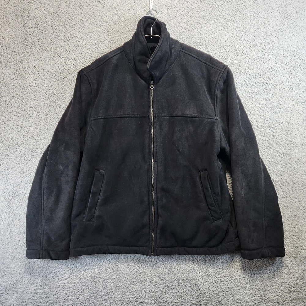 George Full Zip Fleece Lined Jacket Mens 42/44 Black‎ Casual Warm Fashionable